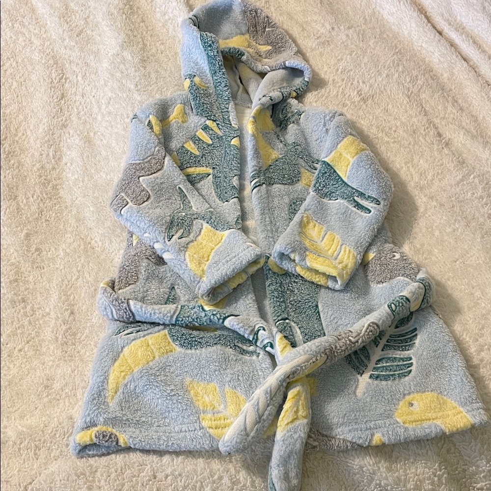 Cozy Dinosaur Print Hooded Robe